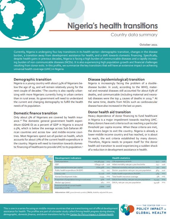Nigeria’s health transitions: Country profile – The Center for Policy